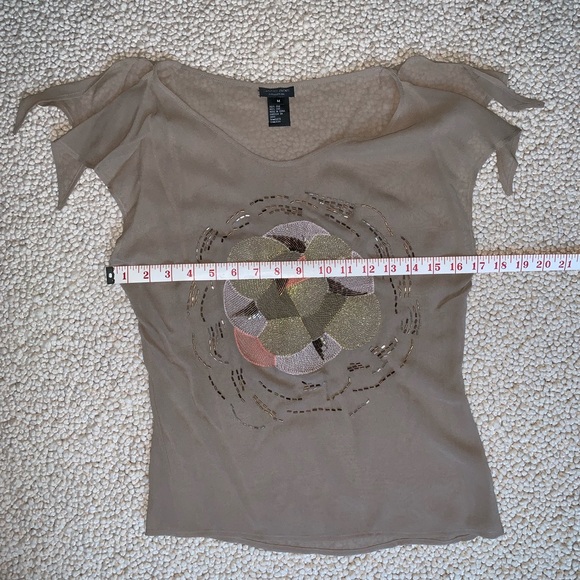 NWOT Silk Beaded Jane Doe Unique Sheer Top Medium - Picture 5 of 7